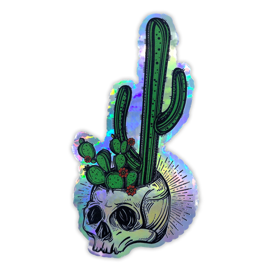 Cactus Skull Holographic Sticker