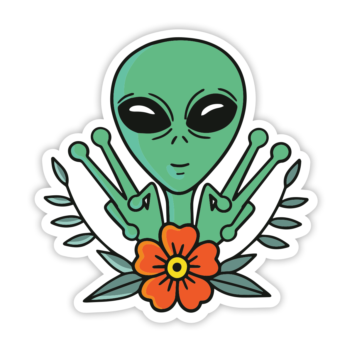 Peace Out Alien Sticker