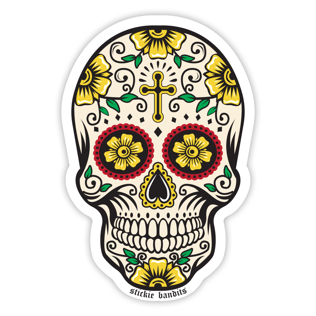 Day of the Dead Cross Skull Sticker