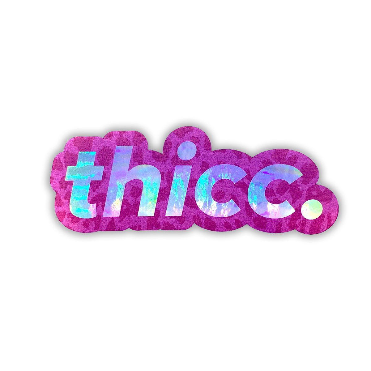 Thicc Leopard Pink Holographic Sticker