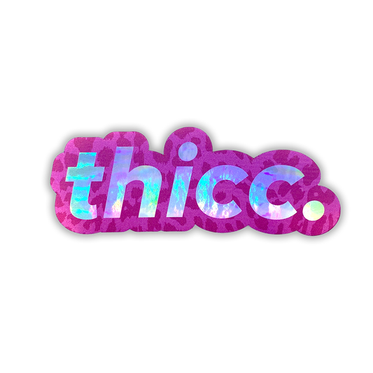 Thicc Leopard Pink Holographic Sticker